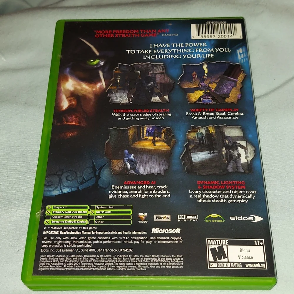 XBOX THIEF: DEALY SHADOWS,MICROSOFT XBOX